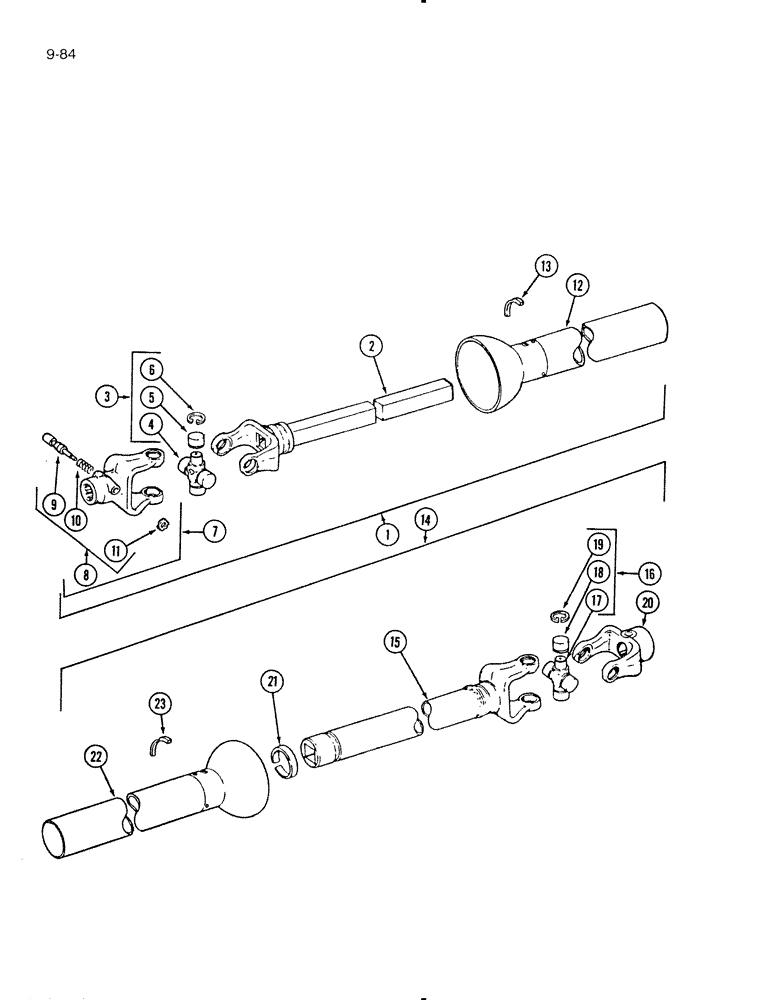 Схема запчастей Case IH 575 - (9-84) - MAIN DRIVE UNIVERSAL JOINT, 540 RPM, ROCKWELL (09) - CHASSIS/ATTACHMENTS