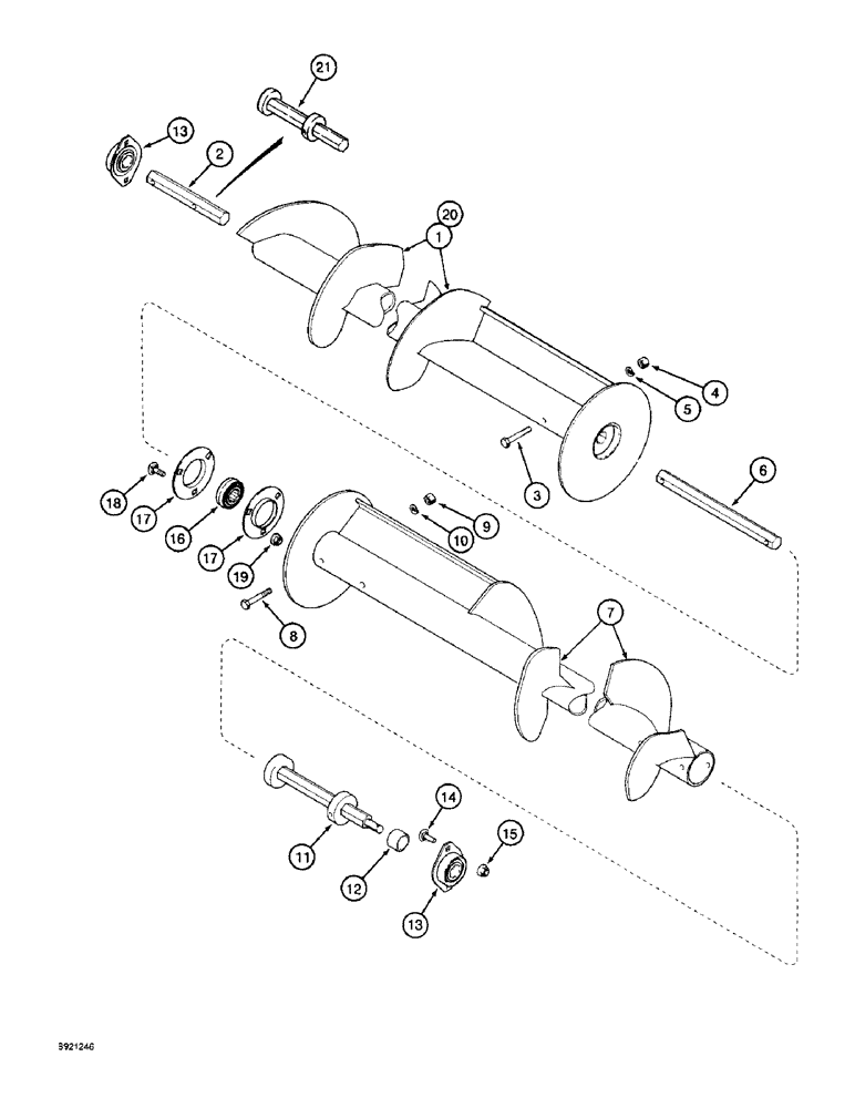 Схема запчастей Case IH 1800 - (9A-14) - CROSS AUGER AND KICKER, AUGER (13) - PICKING SYSTEM