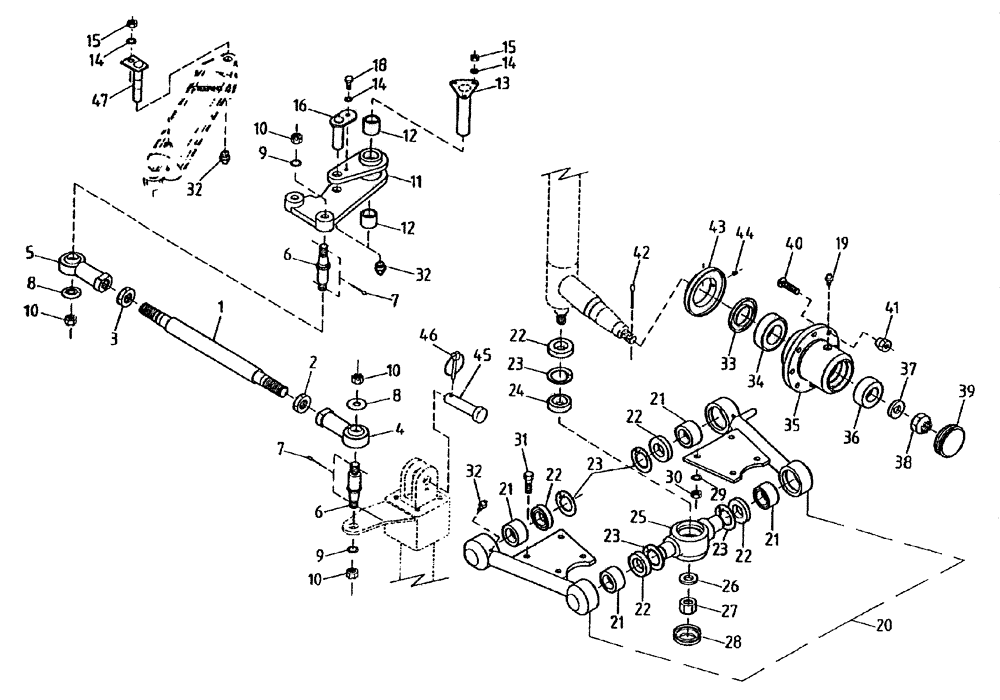 Схема запчастей Case IH 7700 - (A04[00A]) - STEERING AND FRONT SUSPENSION Mainframe & Functioning Components