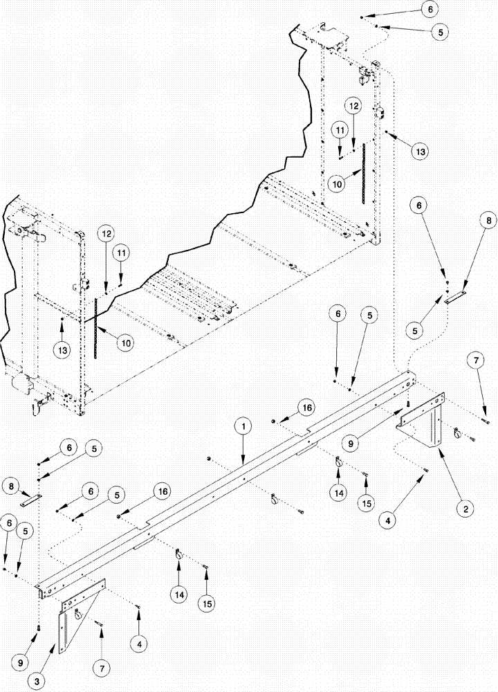 Схема запчастей Case IH 620 - (09D-13) - LEFT HAND SIDE UPPER DOOR TIE (16) - BASKET