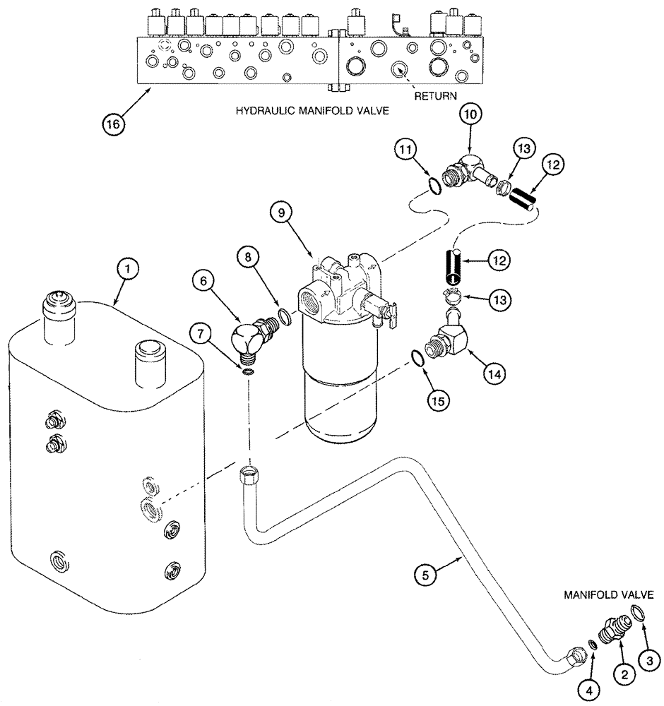Схема запчастей Case IH CPX420 - (08-44) - HYDRAULIC RETURN SYSTEM TO RESERVOIR (07) - HYDRAULICS