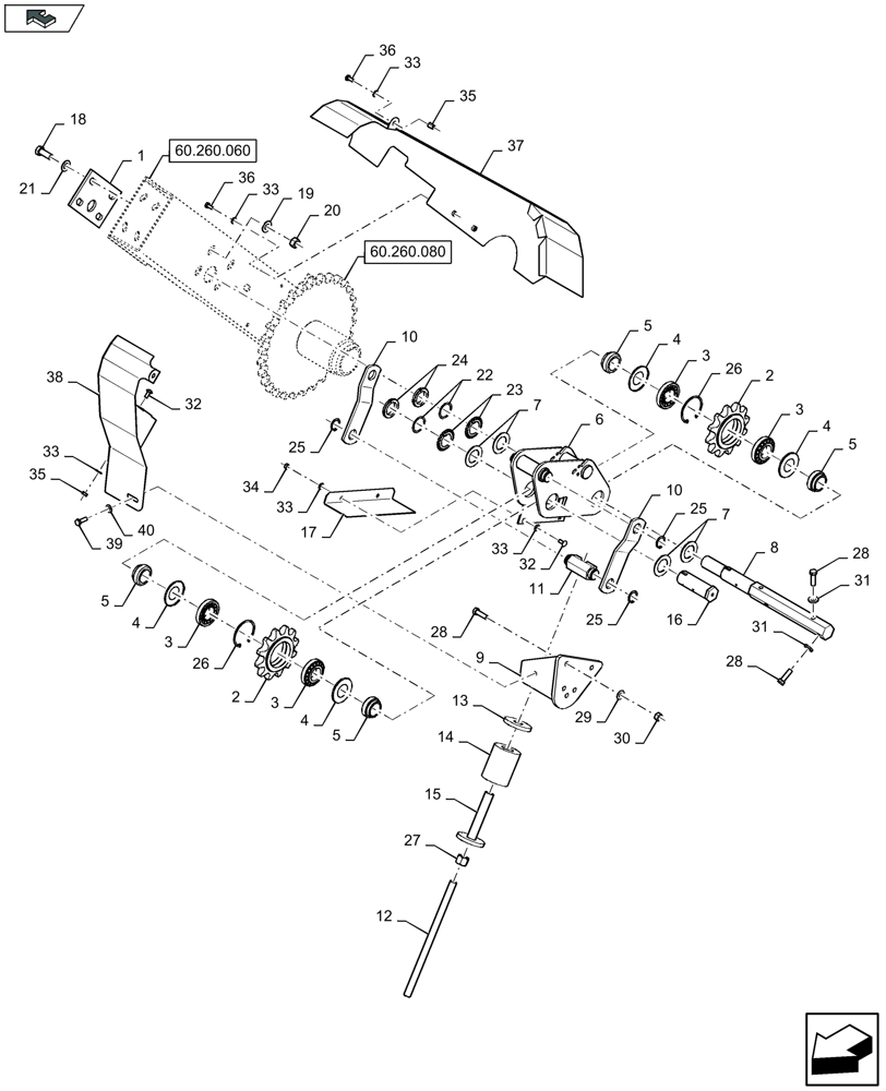 Схема запчастей Case IH LB324R - (60.260.070) - ROTOR DRIVE, TENSIONER (60) - PRODUCT FEEDING