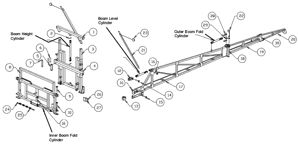 Схема запчастей Case IH PATRIOT NT - (08-001) - BOOM ASSEMBLY - 24 METER (09) - BOOMS