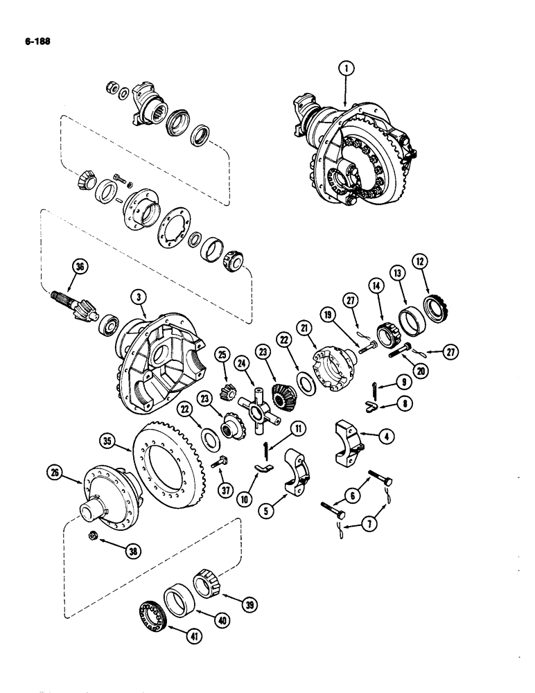 Схема запчастей Case IH 4490 - (6-188) - FRONT AXLE DIFFERENTIAL AND CARRIER (06) - POWER TRAIN