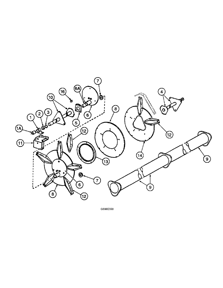 Схема запчастей Case IH INTERNATIONAL - (3-44) - PICK-UP REEL CENTER SHAFT, 10.5, 12.5, 14.5 AND 16.5 FOOT HEADERS (13) - REEL