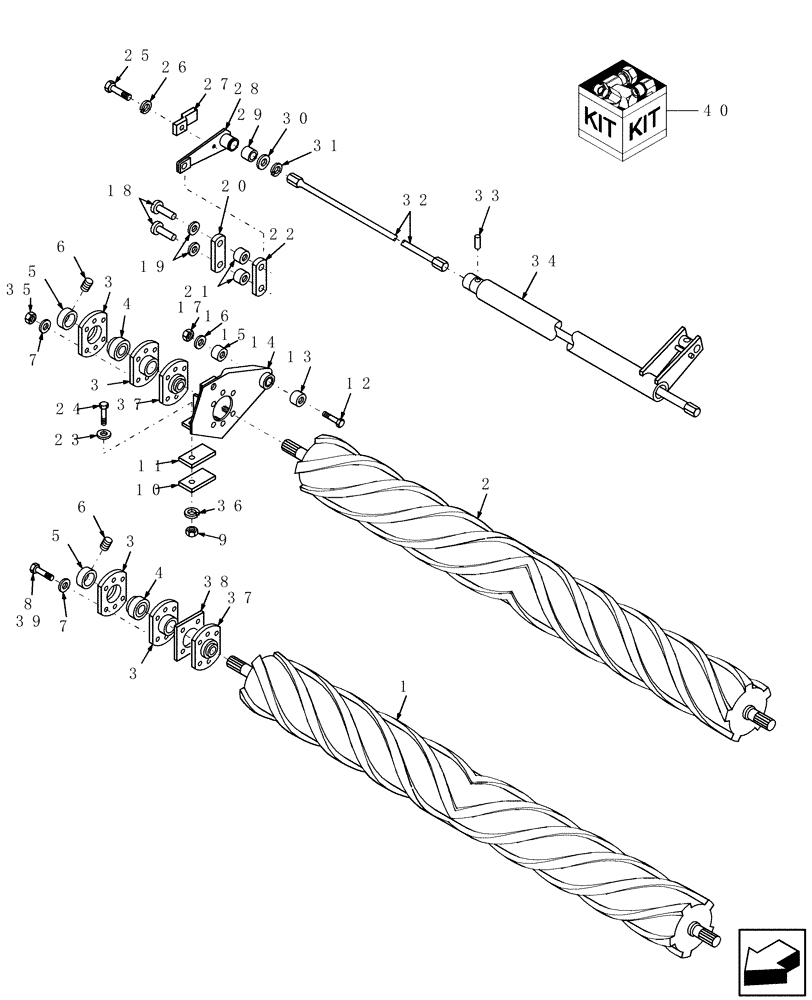 Схема запчастей Case IH HDX121 - (010) - CONDITIONER ROLLS, RIGHT SIDE (58) - ATTACHMENTS/HEADERS