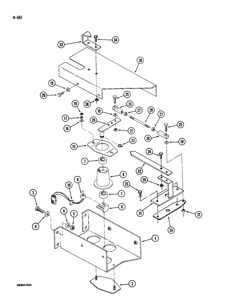 Схема запчастей Case IH 9250 - (4-090) - STEERABLE AXLE SENSOR, 9250 ROW CROP SPECIAL TRACTOR (04) - ELECTRICAL SYSTEMS