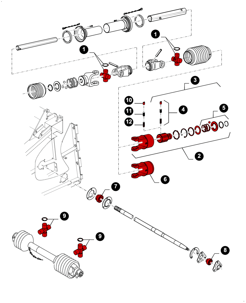 Схема запчастей Case IH 2040 - (00.00GH026[01]) - MAINTENANCE PARTS, DRIVE SHAFTS (00) - GENERAL