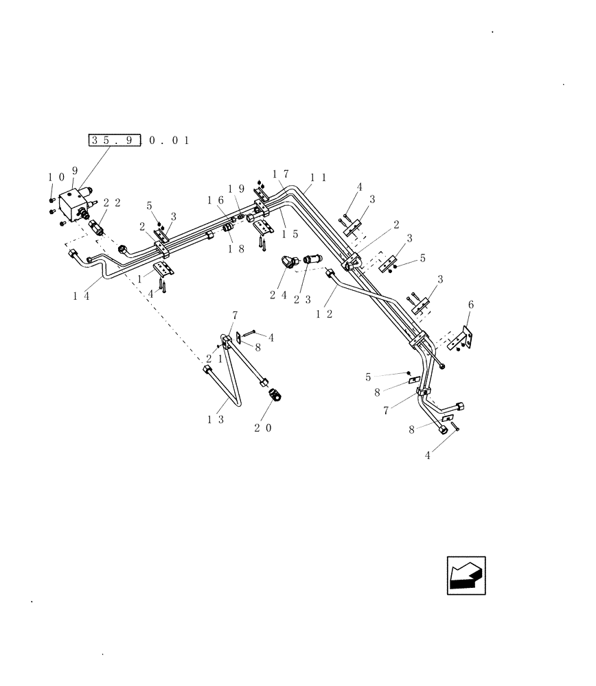 Схема запчастей Case IH 9010 - (35.910.03[02]) - HYDRAULIC TUBES - ENGINE COMPARTMENT - 8010 (35) - HYDRAULIC SYSTEMS