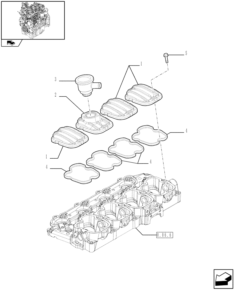 Схема запчастей Case IH FARMALL 60 - (0.06.3) - CYLINDER HEAD COVERS (01) - ENGINE