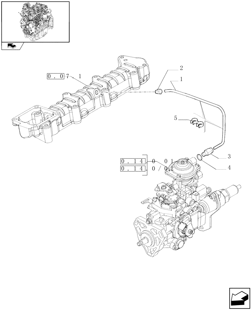 Схема запчастей Case IH FARMALL 85N - (0.14.6) - INJECTION EQUIPMENT - PIPING (01) - ENGINE