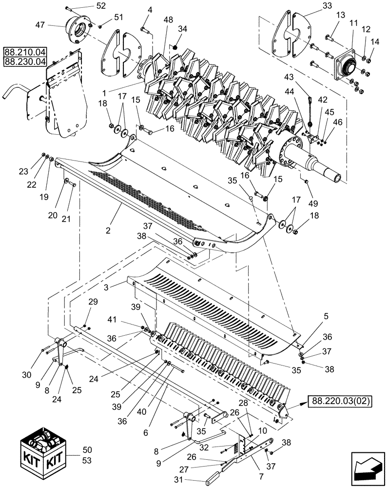 Схема запчастей Case IH 7120 - (88.210.13[01]) - STRAWCHOPPER, INTEGRAL, 3X3, BSN YAG208311 (88) - ACCESSORIES