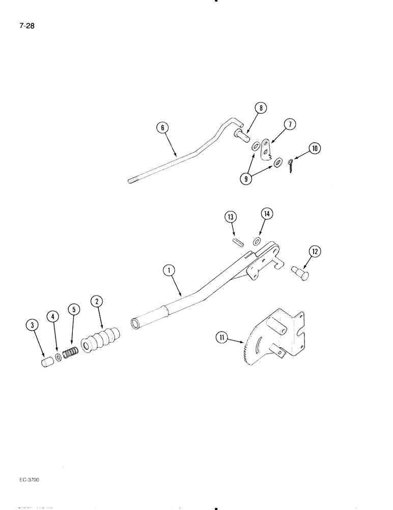 Схема запчастей Case IH 595 - (7-28) - PARK BRAKE HAND LEVER, MFD ORCHARD TRACTOR (07) - BRAKES