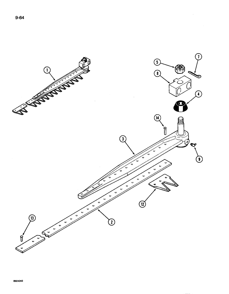 Схема запчастей Case IH 1010 - (9-064) - KNIFE ASSEMBLY, 1.5 INCH - RIVETED, TRW (58) - ATTACHMENTS/HEADERS