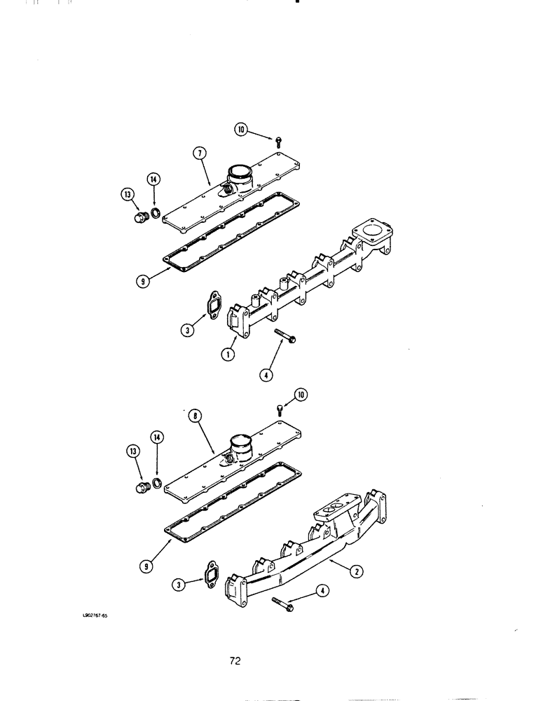Схема запчастей Case IH 6590T - (072) - MANIFOLDS, 6-590 AND 6T-590 ENGINE, EXHAUST 
