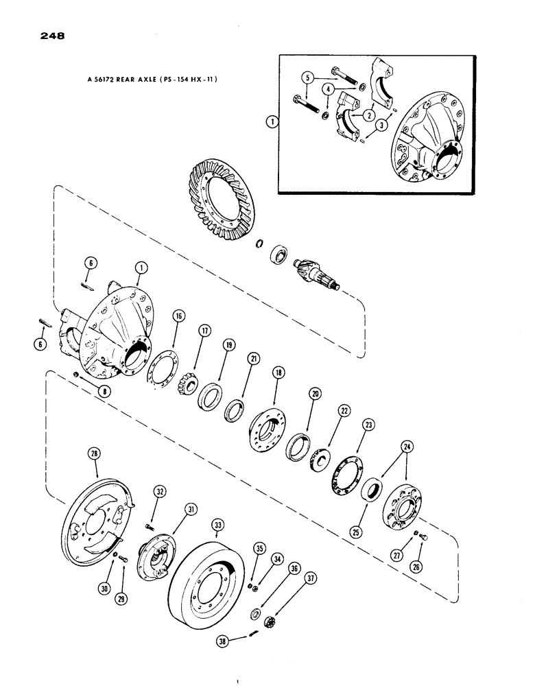 Схема запчастей Case IH 1200 - (248) - A56172 REAR AXLE DIFFERENTIAL, 19.03 RATIO WITH CONSTANT VELOCITY JOINT (06) - POWER TRAIN