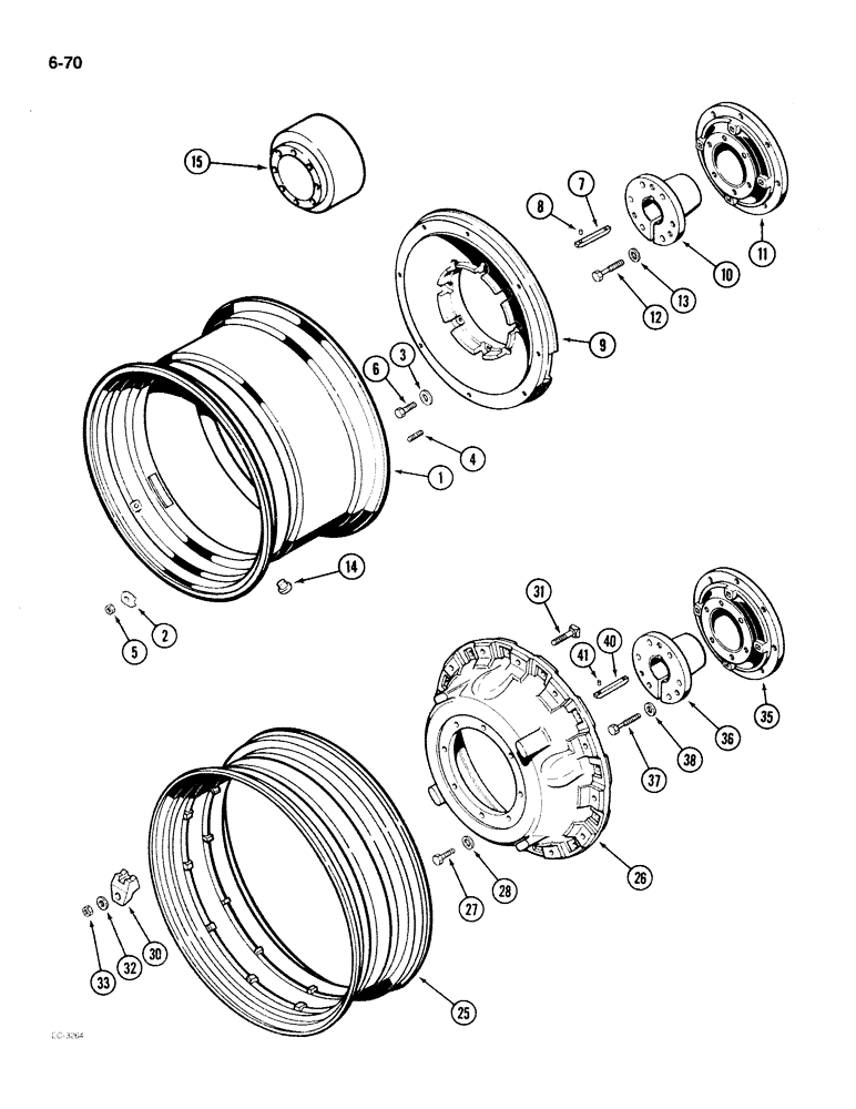 Схема запчастей Case IH 2096 - (6-070) - CAST DUAL REAR WHEELS (06) - POWER TRAIN