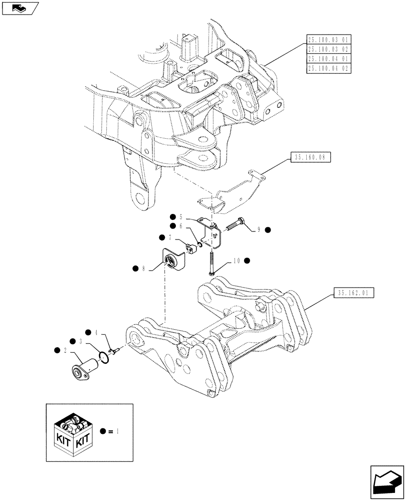 Схема запчастей Case IH PUMA 130 - (35.160.03) - VAR - 333648, 334648, 335648, 336831, 337831 - FRONT HPL - TURN ANGLE SENSOR (35) - HYDRAULIC SYSTEMS