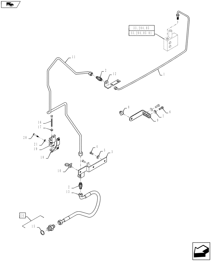 Схема запчастей Case IH PUMA 145 - (33.204.07) - VAR - 330427, 330426 - FRONT AXLE BRAKE LINES (33) - BRAKES & CONTROLS