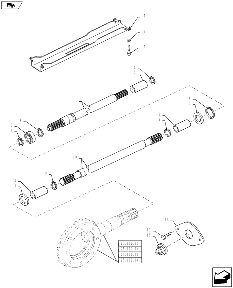 Схема запчастей Case IH PUMA 130 - (23.314.01) - FOUR WHEEL DRIVE PROPELLER SHAFT FOR FIXED FRONT AXLE (23) - FOUR WHEEL DRIVE SYSTEM
