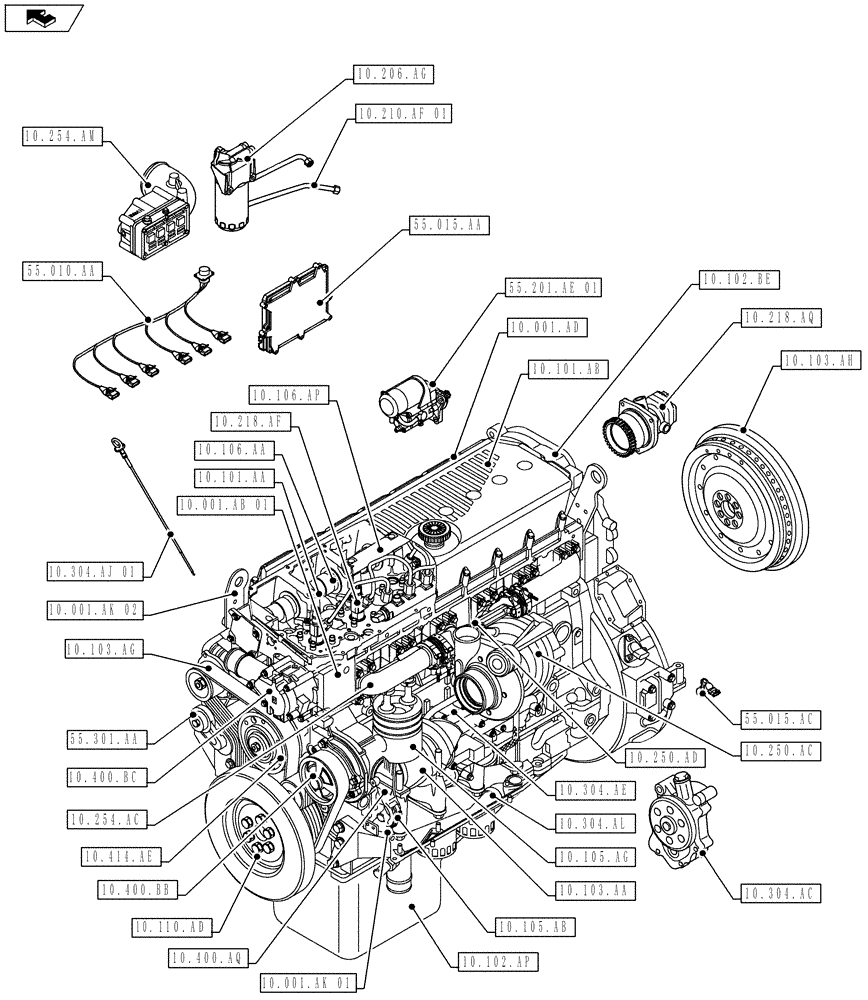 Схема запчастей Case IH F3CE0684E E920 - (00.000.10) - PICTORIAL INDEX - ENGINE (00) - GENERAL & PICTORIAL INDEX