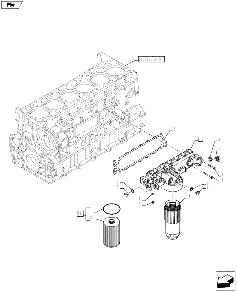 Схема запчастей Case IH F3CE0684E E920 - (10.304.AE) - ENGINE OIL FILTER (10) - ENGINE