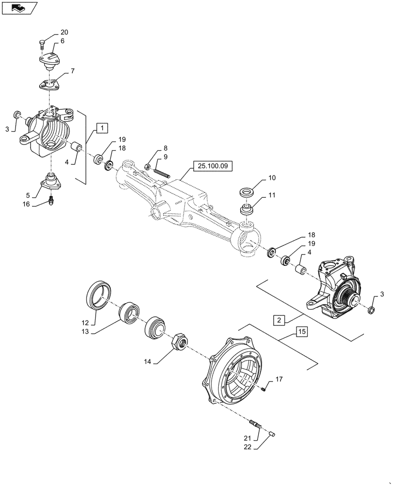 Схема запчастей Case IH PUMA 130 - (25.108.11) - VAR - 330408, 330429 - CL.4 FRONT AXLE W/ OUT BRAKES- STEERING KNUCKLE - HUB (25) - FRONT AXLE SYSTEM