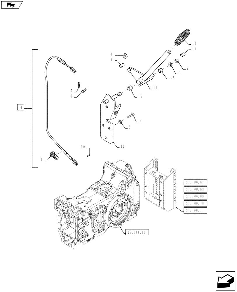 Схема запчастей Case IH PUMA 145 - (37.106.03) - VAR - 743698, 331945 - AUTOMATIC PICK UP HITCH WITH HYDR. PUSH BACK, WITH SWINGING DRAWBAR - CONTROL LEVER (37) - HITCHES, DRAWBARS & IMPLEMENT COUPLINGS