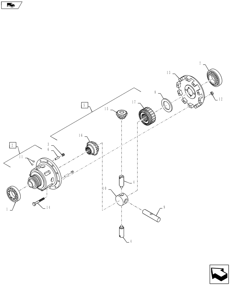 Схема запчастей Case IH PUMA 145 - (27.106.19) - DIFFERENTIAL GEARS WITH MECHANICAL LOCK FOR REAR AXLE (27) - REAR AXLE SYSTEM