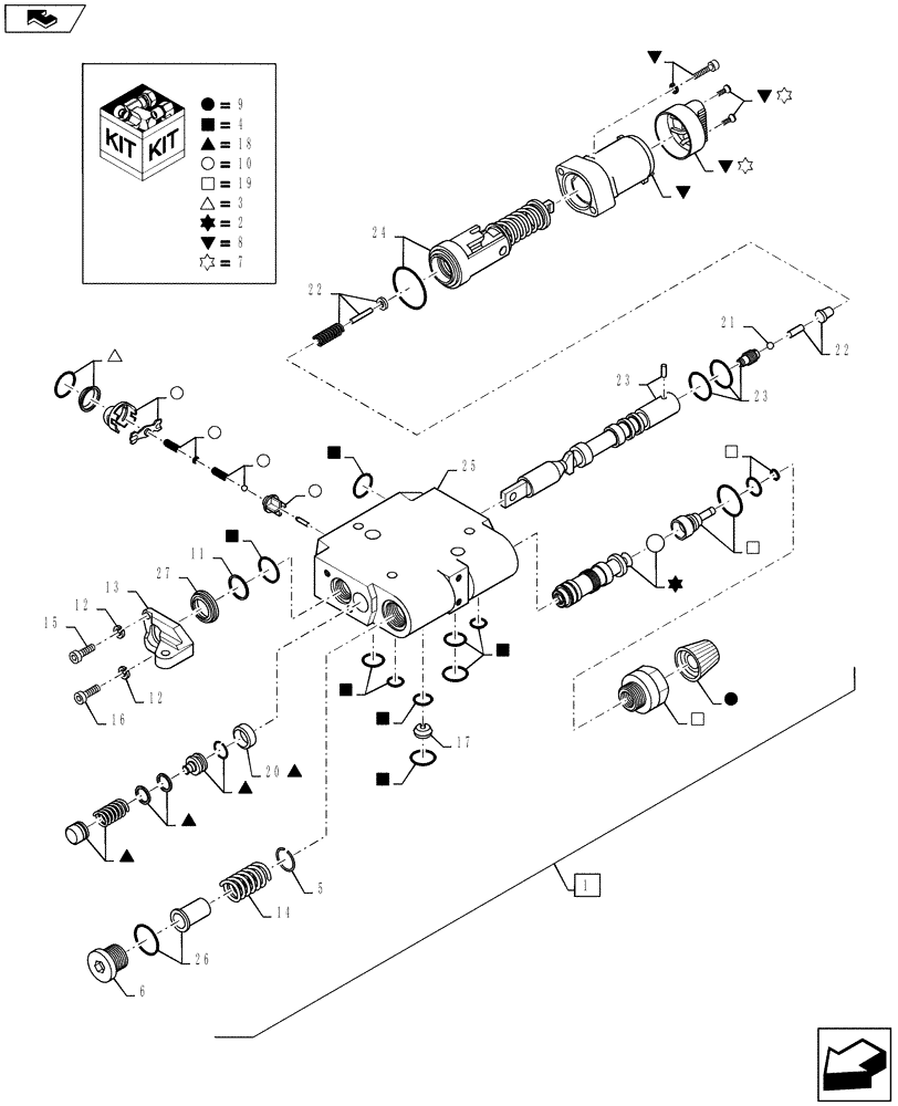 Схема запчастей Case IH PUMA 130 - (35.204.21) - VALVE SECTION - MECHANICAL - CONFIGURABLE DETENT (35) - HYDRAULIC SYSTEMS