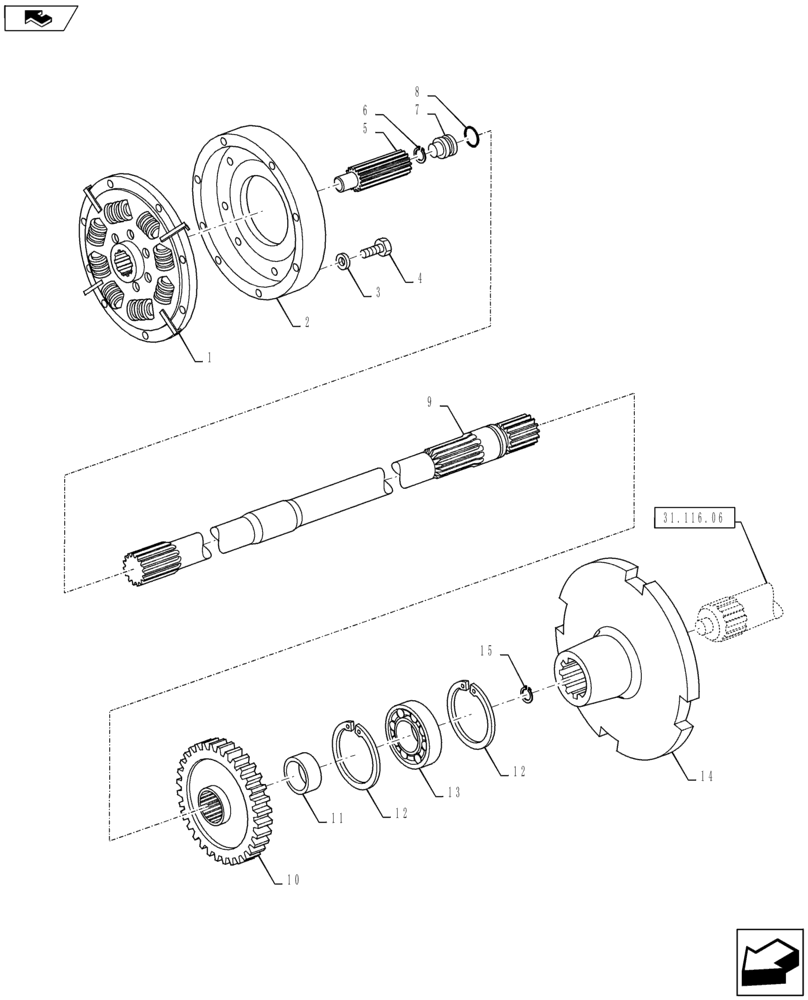 Схема запчастей Case IH PUMA 145 - (21.155.02[01]) - VAR - 330285 - FPS - DAMPER & TRANSMISSION - PTO INPUT SHAFT (21) - TRANSMISSION