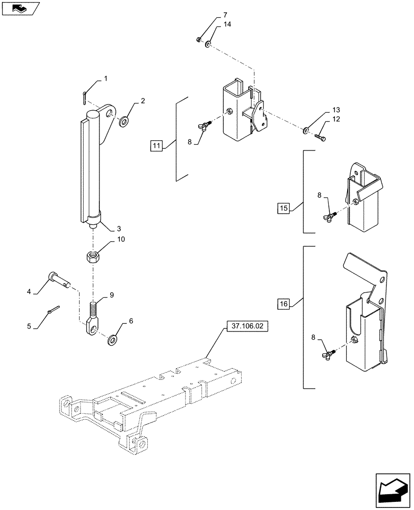 Схема запчастей Case IH PUMA 145 - (37.106.01) - VAR - 743698, 331945 - AUTOMATIC PICK UP HITCH WITH HYDR. PUSH BACK, WITH SWINGING DRAWBAR - TIE RODS (37) - HITCHES, DRAWBARS & IMPLEMENT COUPLINGS