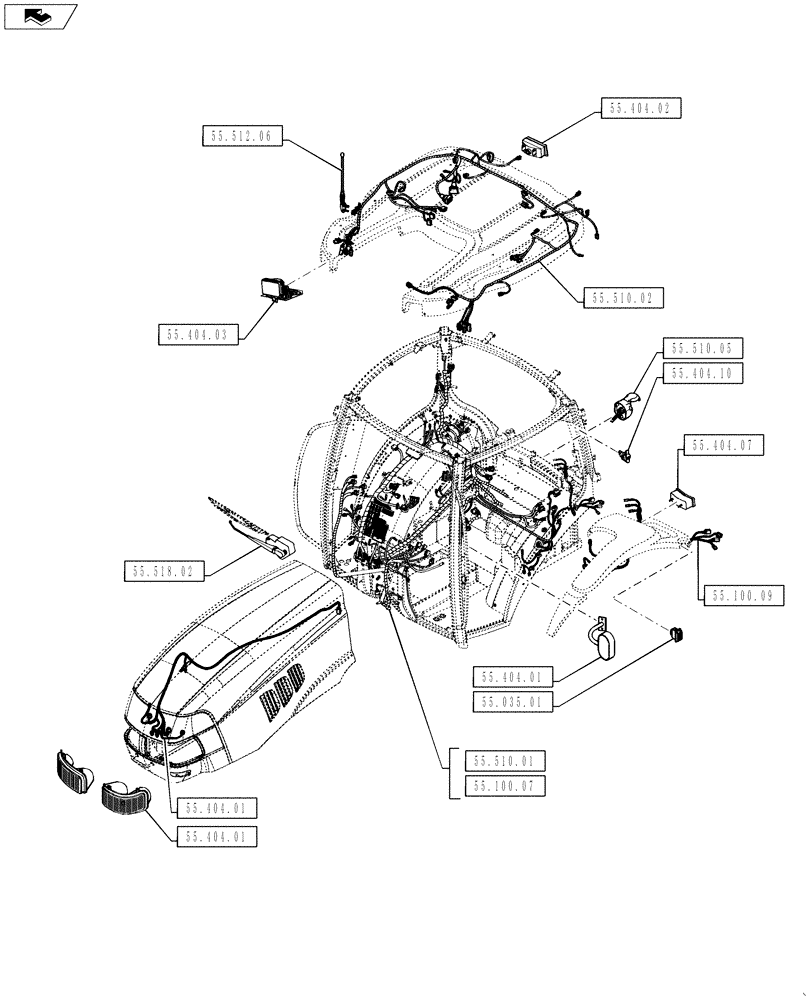 Схема запчастей Case IH PUMA 130 - (55.000.00[03]) - PICTORIAL INDEX - ELECTRICAL SYSTEMS (55) - ELECTRICAL SYSTEMS