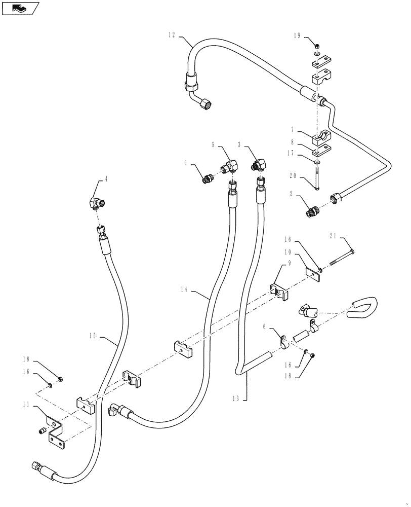 Схема запчастей Case IH STEIGER 400 - (33.110.01[01]) - PARKING BRAKE - HYDR LINES - NON SUSPENDED CAB (33) - BRAKES & CONTROLS