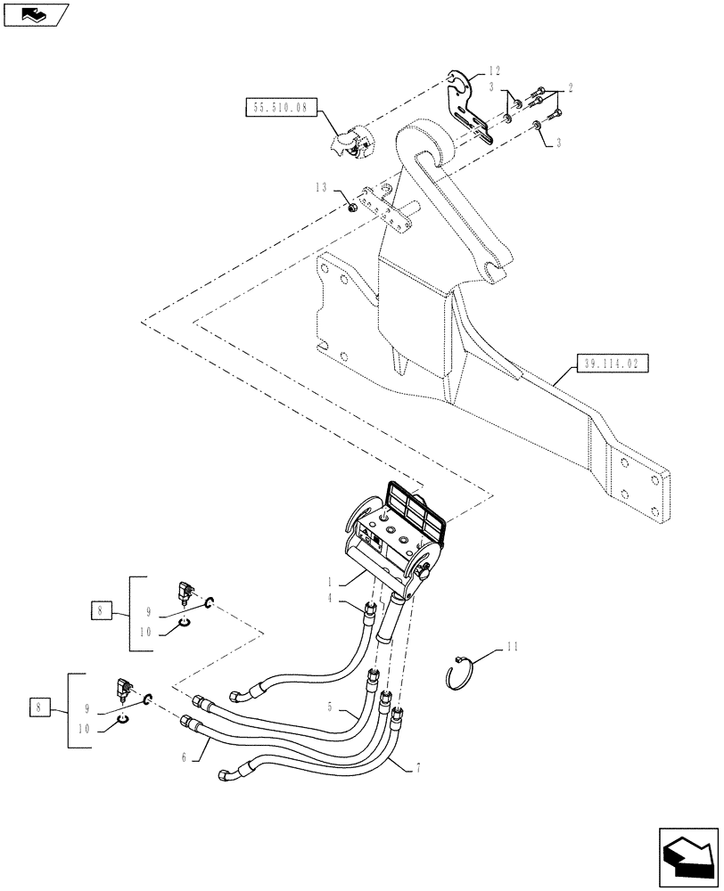 Схема запчастей Case IH PUMA 130 - (35.724.01) - VAR - 332821, 743702 - EUROPEAN LOADER READY - FAST-FITTING CONNECTION AND PIPES (35) - HYDRAULIC SYSTEMS