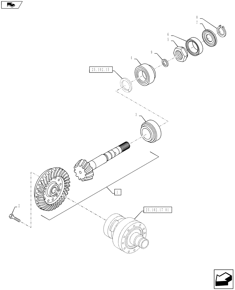 Схема запчастей Case IH PUMA 130 - (25.102.13) - VAR - 330408, 390408, 330426 - CL.4 STANDARD FRONT AXLE - RING & PINION (25) - FRONT AXLE SYSTEM