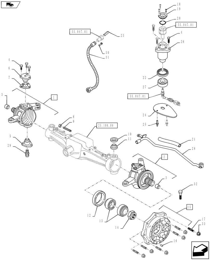 Схема запчастей Case IH PUMA 130 - (25.108.05) - VAR - 390409 - CL.3 STANDARD FRONT AXLE - STEERING KNUCKLE - SENSOR - HUB (25) - FRONT AXLE SYSTEM
