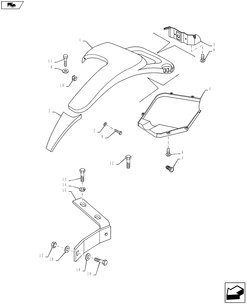 Схема запчастей Case IH PUMA 130 - (90.116.04[01]) - REAR FENDERS (90) - PLATFORM, CAB, BODYWORK AND DECALS