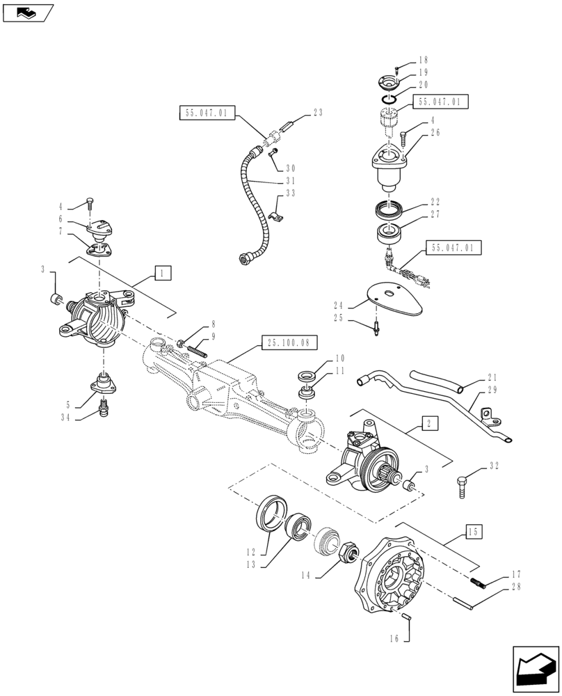 Схема запчастей Case IH PUMA 145 - (25.108.06) - VAR - 330414 - CL.3 SUSPENDED FRONT AXLE W/ OUT BRAKES - STEERING KNUCKLE - SENSOR - HUB (25) - FRONT AXLE SYSTEM