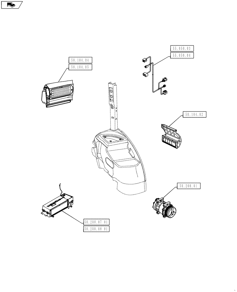 Схема запчастей Case IH PUMA 130 - (50.000.00) - PICTORIAL INDEX - CAB CLIMATE CONTROL (50) - CAB CLIMATE CONTROL