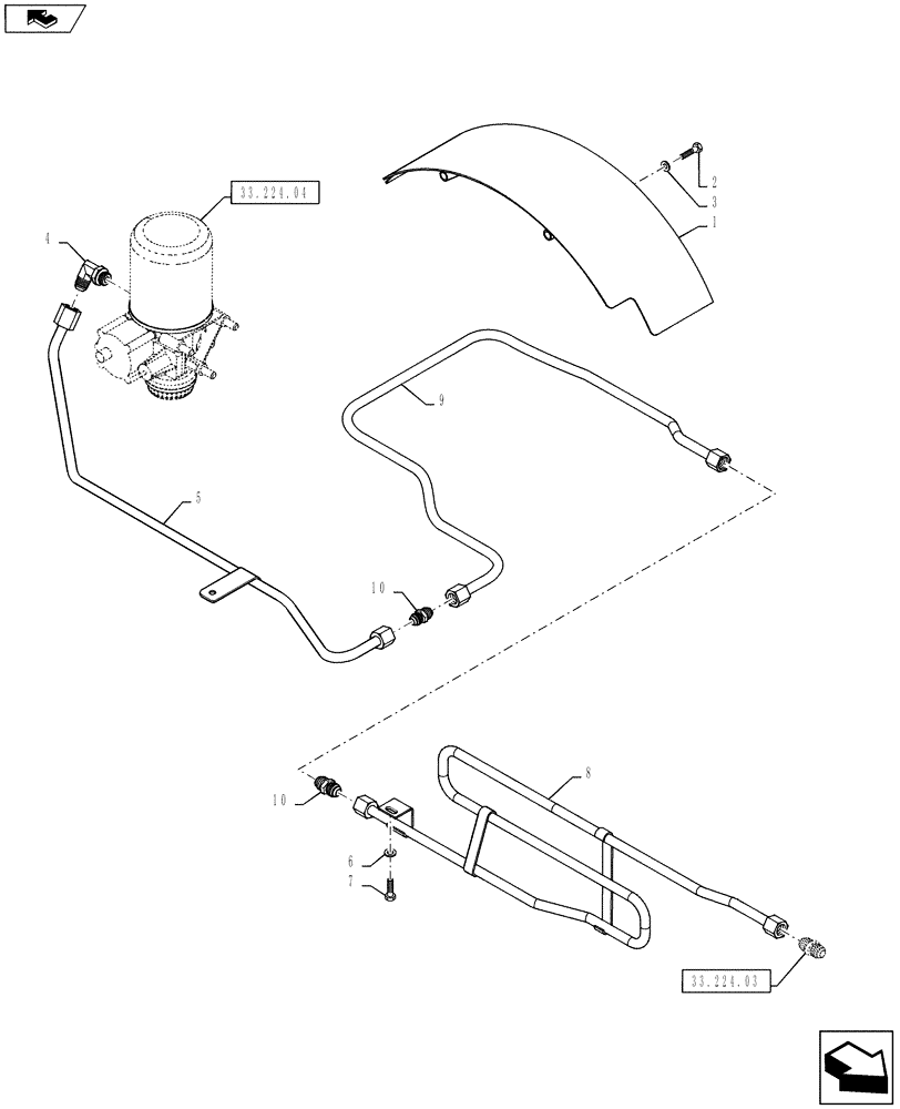 Схема запчастей Case IH PUMA 145 - (33.224.05) - VAR - 332727, 743692, 332737, 743693, 332739, 743694 - PNEUMATIC TRAILER BRAKE - REGENERATION AIR DRYER PIPES (33) - BRAKES & CONTROLS