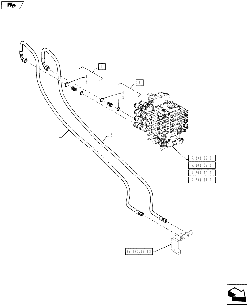 Схема запчастей Case IH PUMA 130 - (35.160.05[01]) - VAR - 331926 - FRONT HPL - TUBES FROM ELECTROHYDRAULIC REMOTE VALVES (35) - HYDRAULIC SYSTEMS