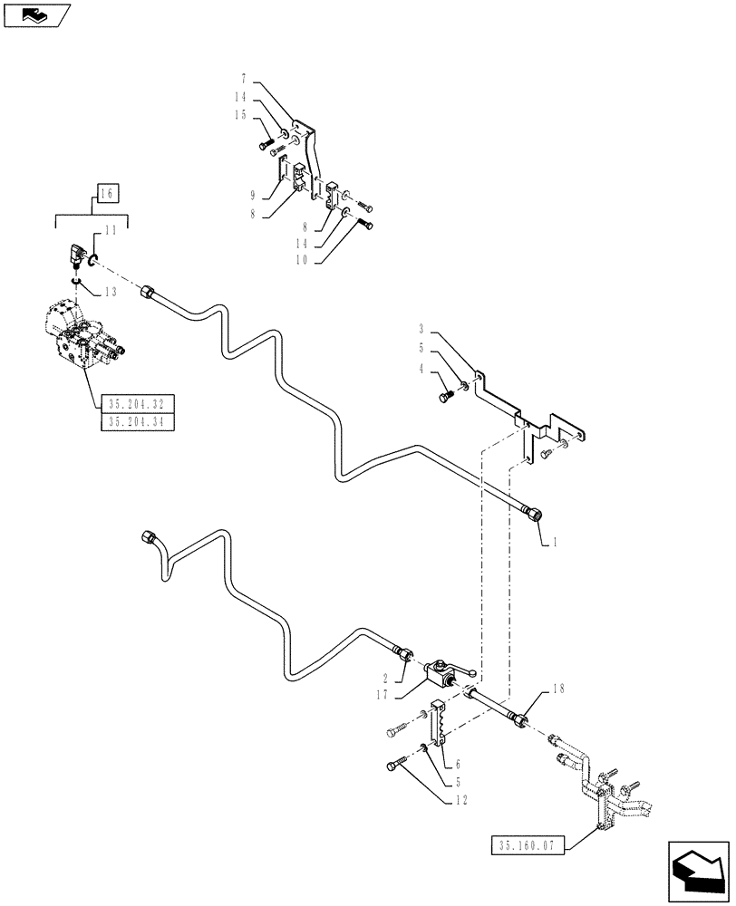 Схема запчастей Case IH PUMA 130 - (35.160.06[01A]) - VAR - 332926 - FRONT HPL - TUBES FROM MID MOUNT VALVE - D6989 (35) - HYDRAULIC SYSTEMS
