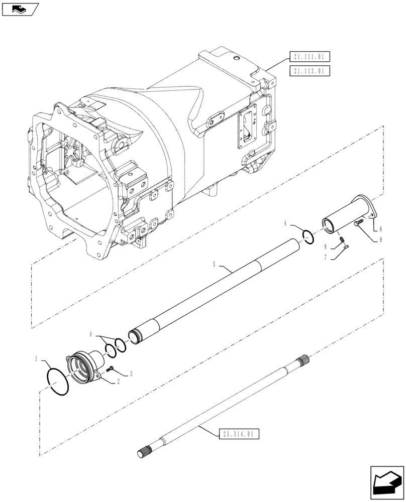 Схема запчастей Case IH PUMA 130 - (23.314.02) - VAR - 743678, 330448, 336449 - WATERPROOFING FOR FIXED FRONT AXLE - SLEEVE, SHIELD & FLANGE (23) - FOUR WHEEL DRIVE SYSTEM