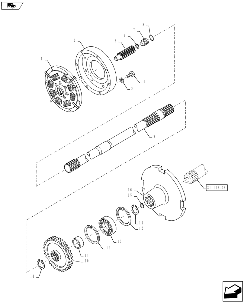 Схема запчастей Case IH PUMA 145 - (21.152.02[01]) - VAR - 393247 - SPS DAMPER AND TRANSMISSION - PTO INPUT SHAFT (21) - TRANSMISSION