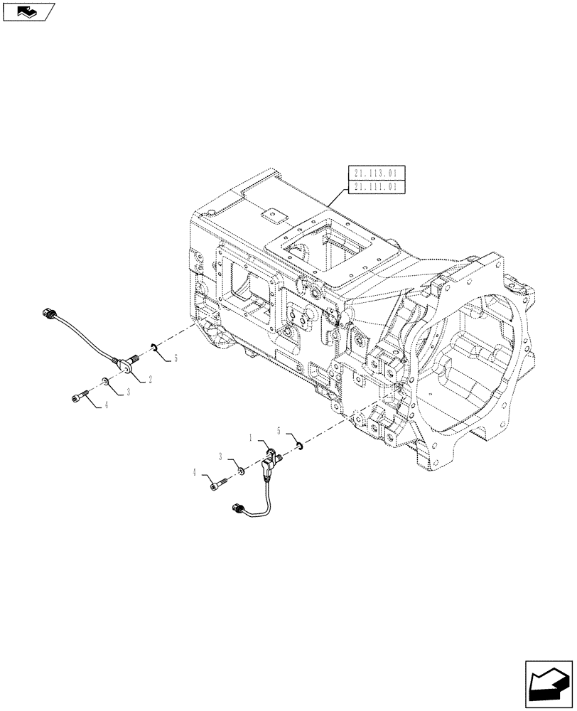 Схема запчастей Case IH PUMA 160 - (55.020.02) - GEARBOX HOUSING SENSORS AND SWITCHES (55) - ELECTRICAL SYSTEMS