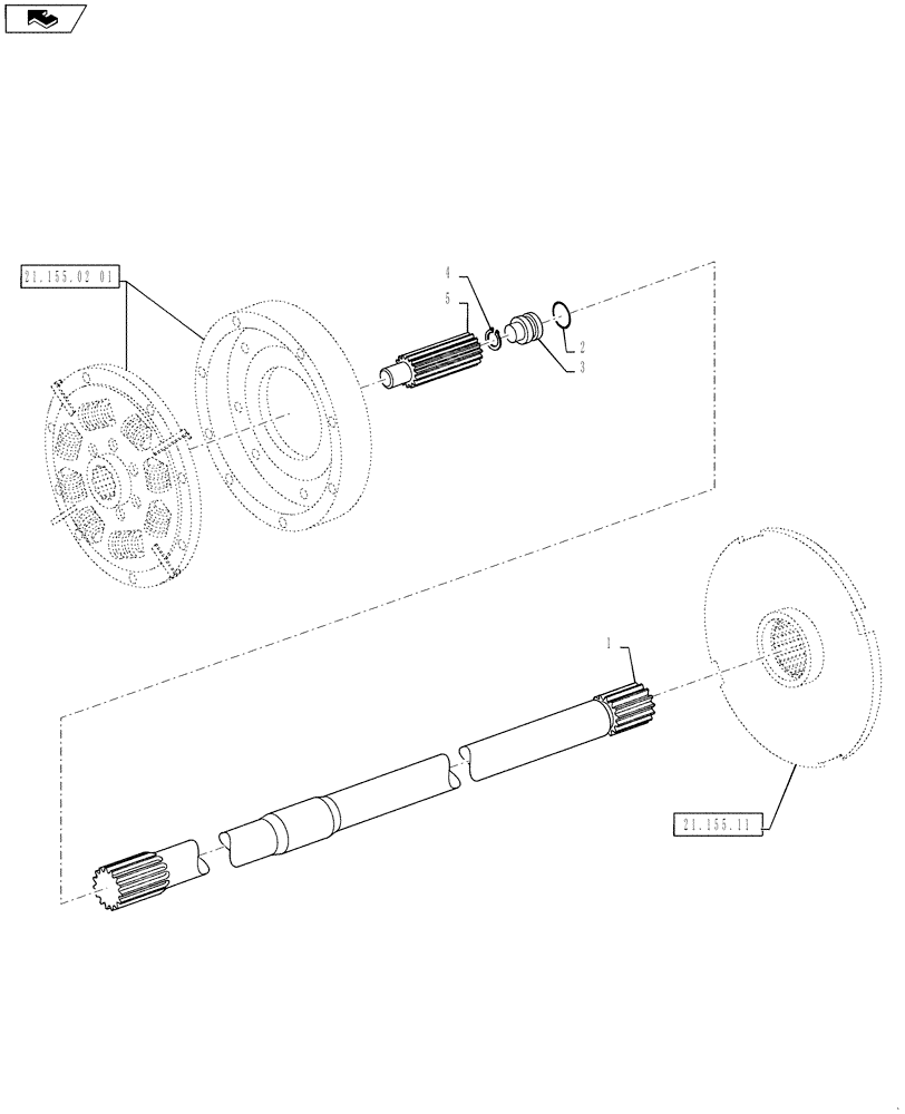 Схема запчастей Case IH PUMA 145 - (21.155.02[02]) - VAR - 743734, 331291, 743735, 331247 - FPS - DAMPER & TRANSMISSION PTO INPUT SHAFT (21) - TRANSMISSION