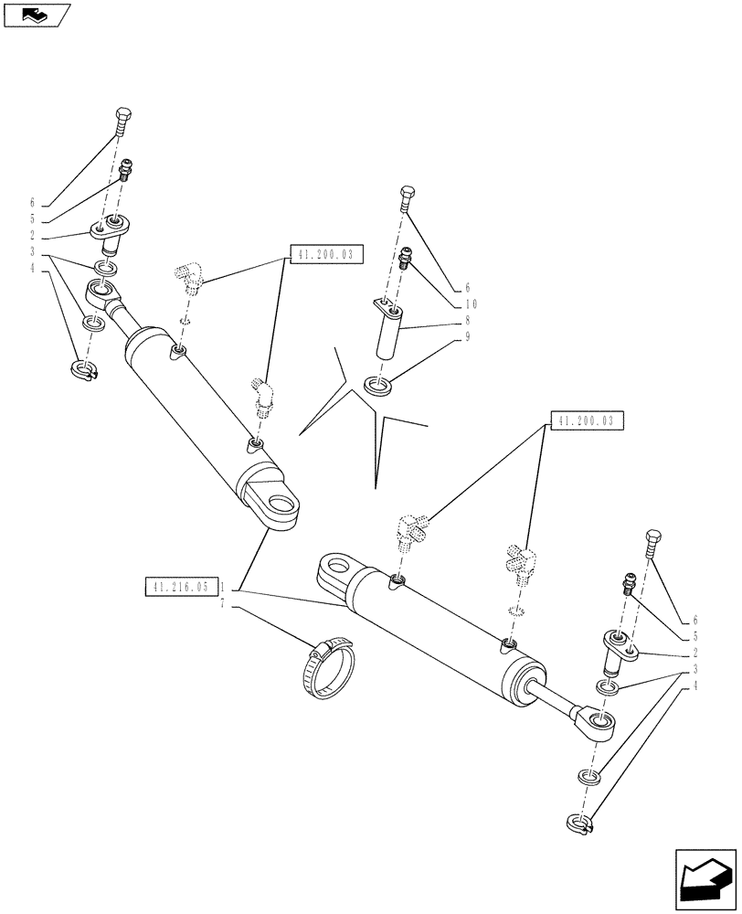 Схема запчастей Case IH PUMA 145 - (41.216.02) - VAR - 330414, 330427 - CL.3 SUSPENDED FRONT AXLE - STEERING CYLINDER (41) - STEERING
