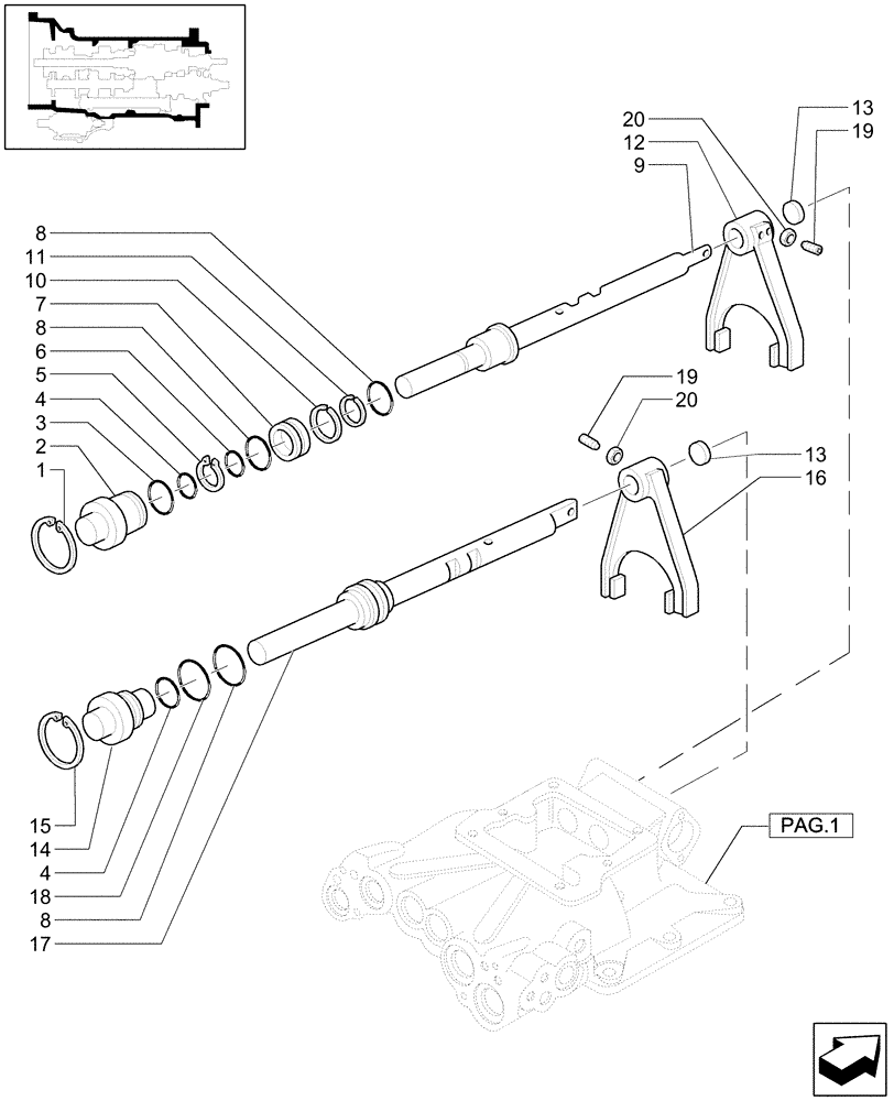 Схема запчастей Case IH MXU130 - (1.29.9/02[03]) - (VAR.129) TRANSMISSION 16X16 (SPS) - GEARBOX CLUTCH HOUSING COVER (03) - TRANSMISSION