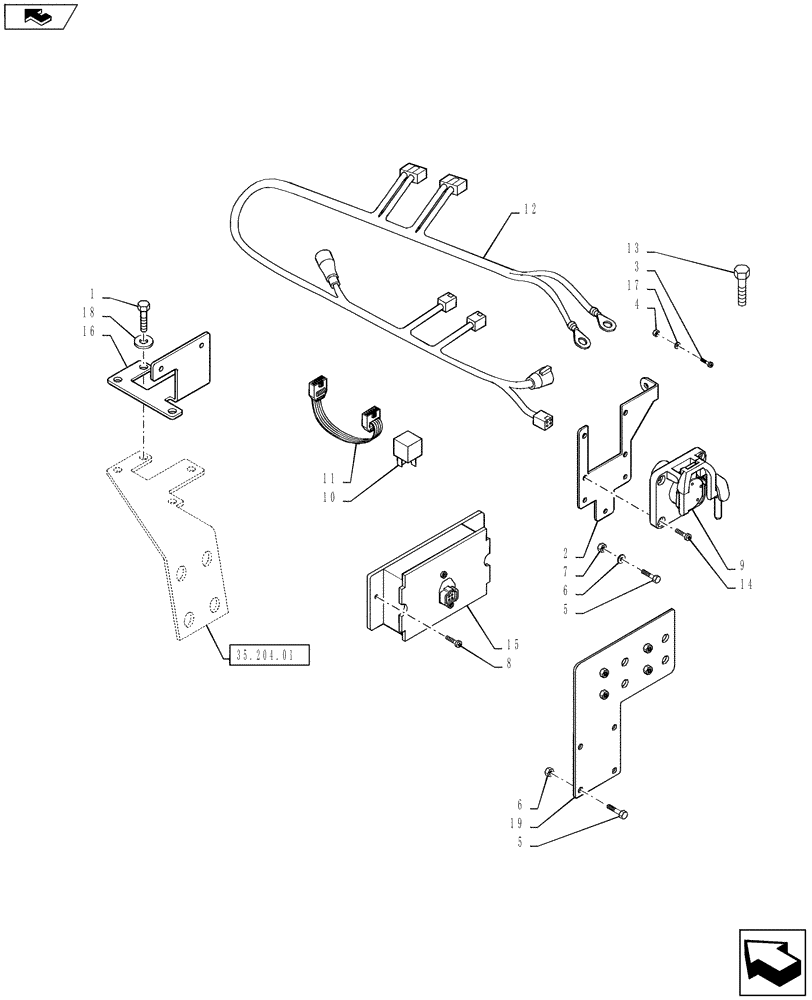 Схема запчастей Case IH PUMA 145 - (55.785.01) - VAR - 743722, 330079, 334761, 743719, 331761, 336761, 331764, 743720, 332764, 332761, 337761 - VIRTUAL TERMINAL (AFS PRO 300) AND TOUCHSCREEN (AFS PRO 600) WITH REAR ISOBUS - ISOBUS MOUNTING (55) - ELECTRIC
